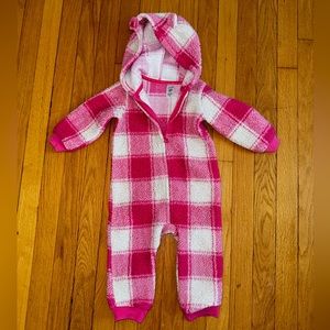 Carters 18 months fleece Pink and White hooded one piece